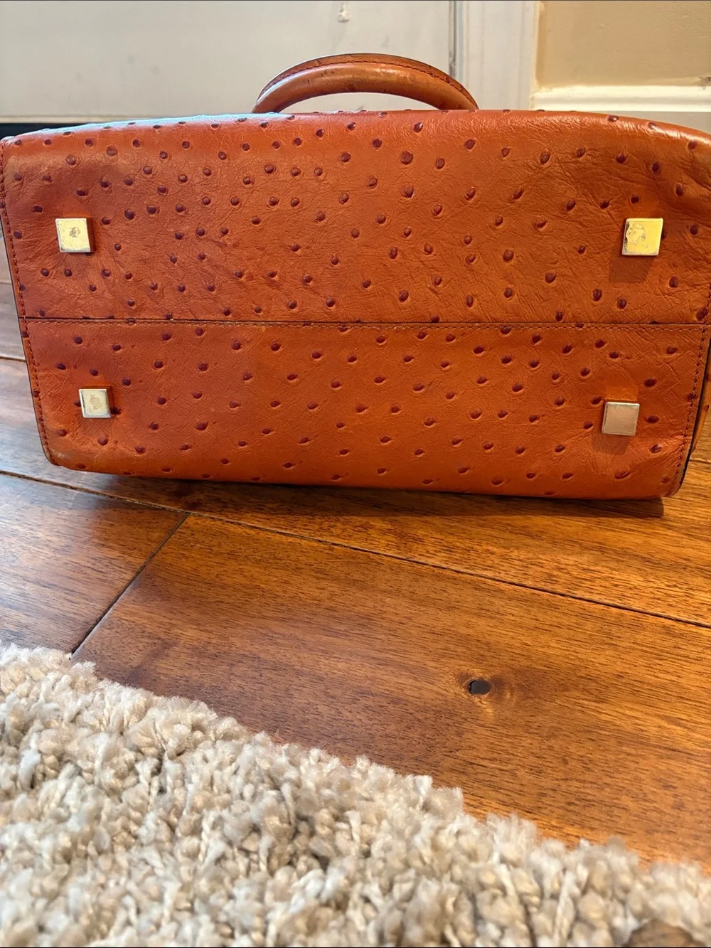 Michael Kors Burnt Orange Dome Satchel with Gold Hardware